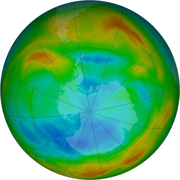 Antarctic ozone map for 17 August 1984